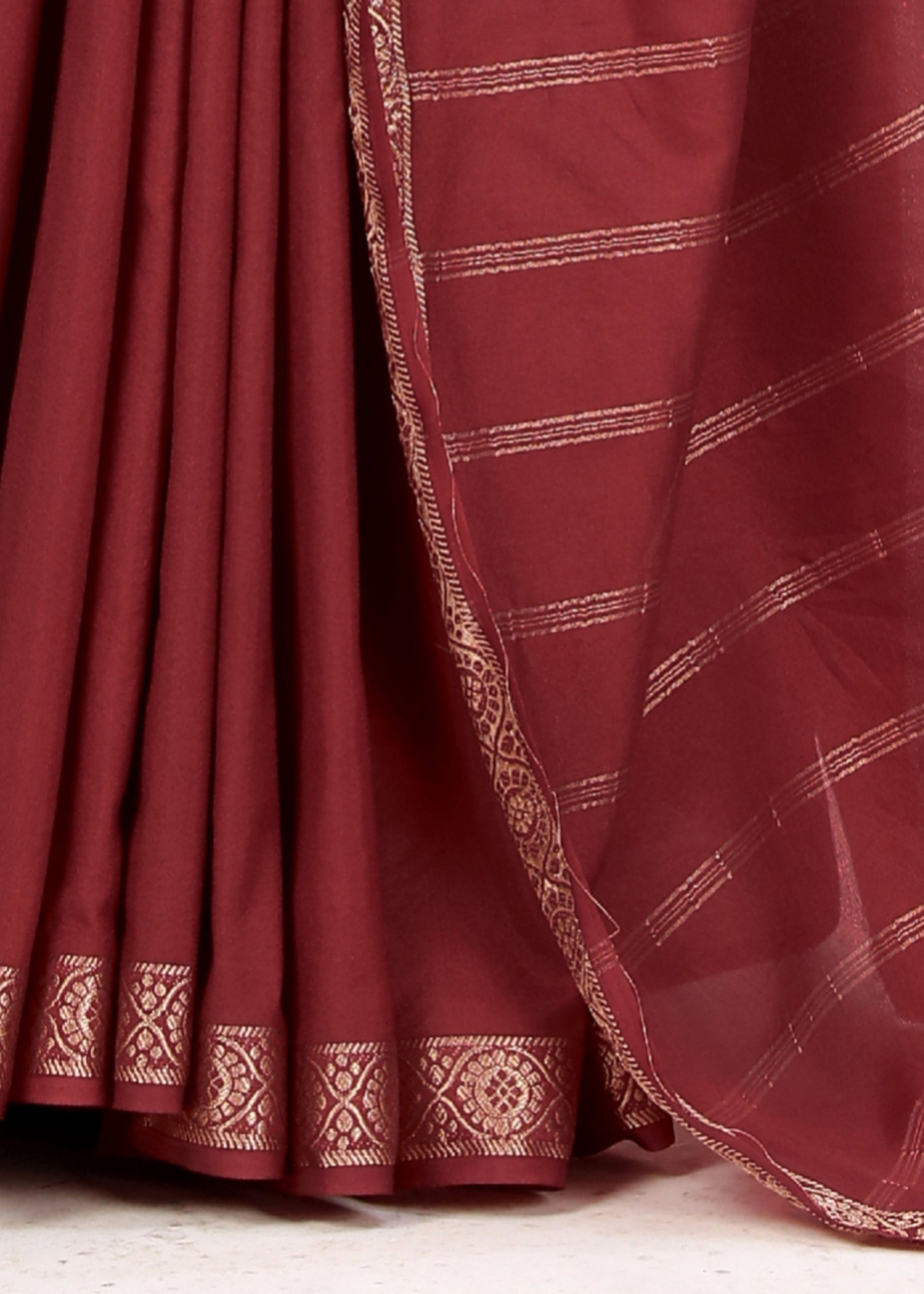 Fancy Plain Mysore Silk Saree With Ethnic Look