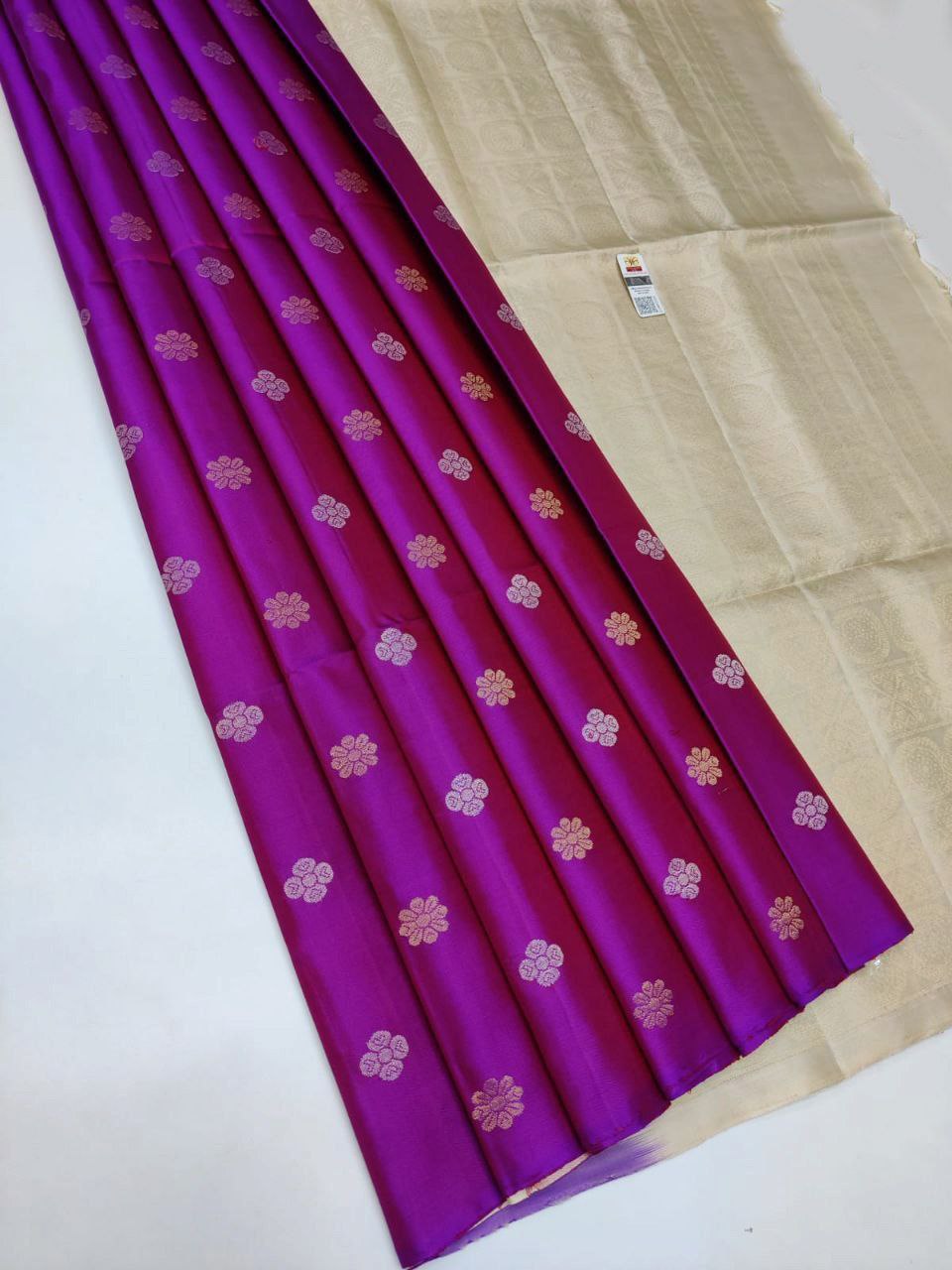 Designer Ethnic Saree In Purple Kanjivaram Silk Weaving Marvel