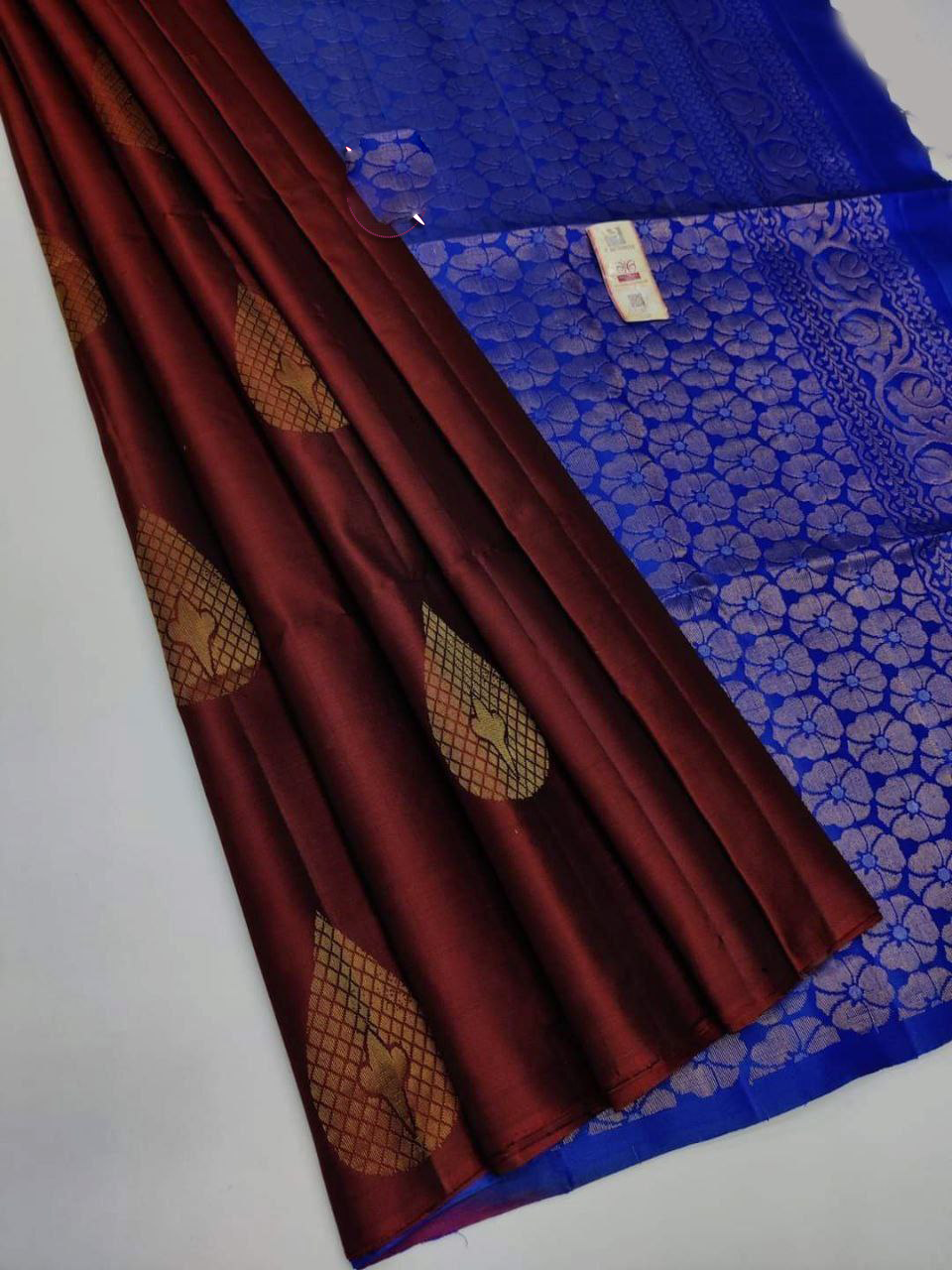 South Indian Maroon Kanchipuram Silk Saree Festival Ready