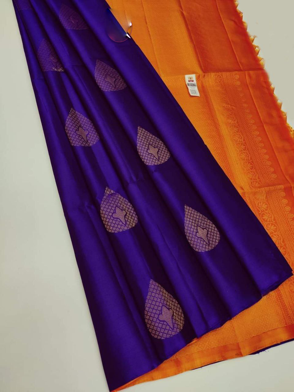 Cultural Blue Pure Silk Kanjivaram Saree Traditional South Indian Design