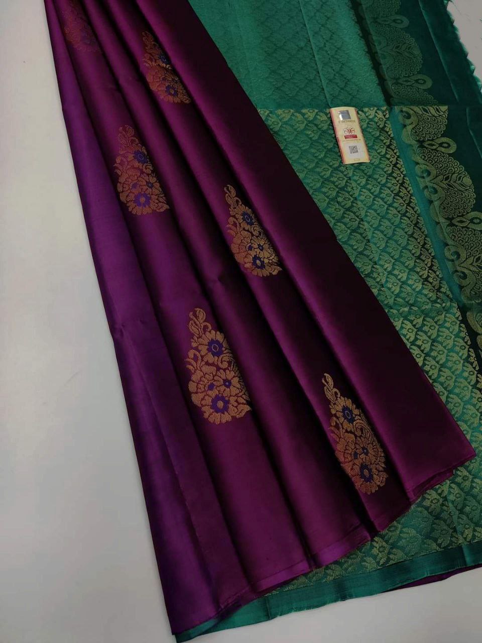 Draped In Tradition Purple Kanchipuram Woven Silk Saree