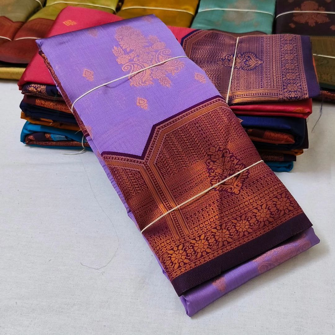 Charming Light Purple Designer Silk Saree With Zari Weaving For Sangeet Functions