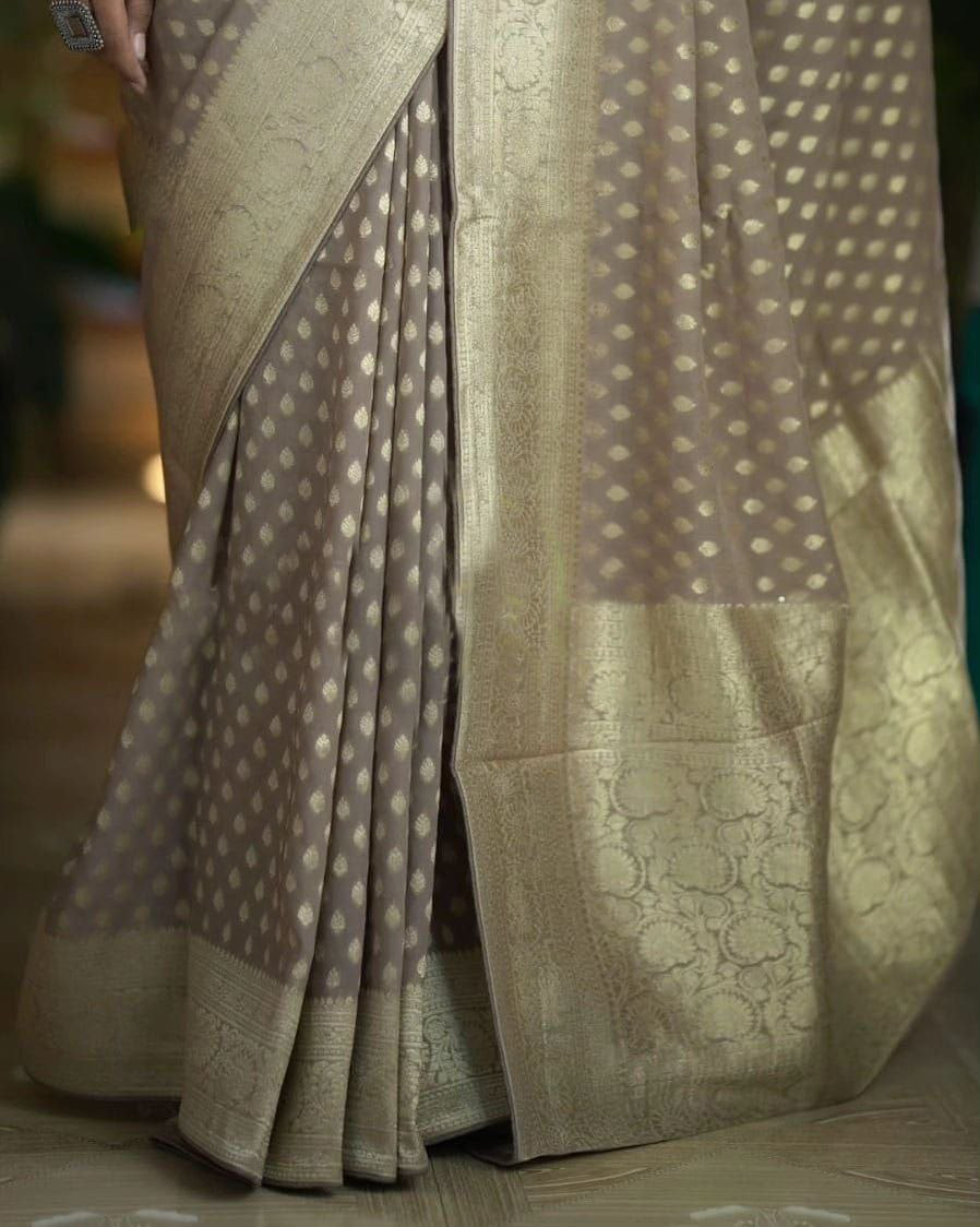 Soft Silk Saree With Detailed Rich Pallu And Embroidered Blouse