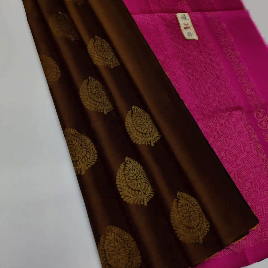 💕Brown Kanchipuram Silks Saree💕