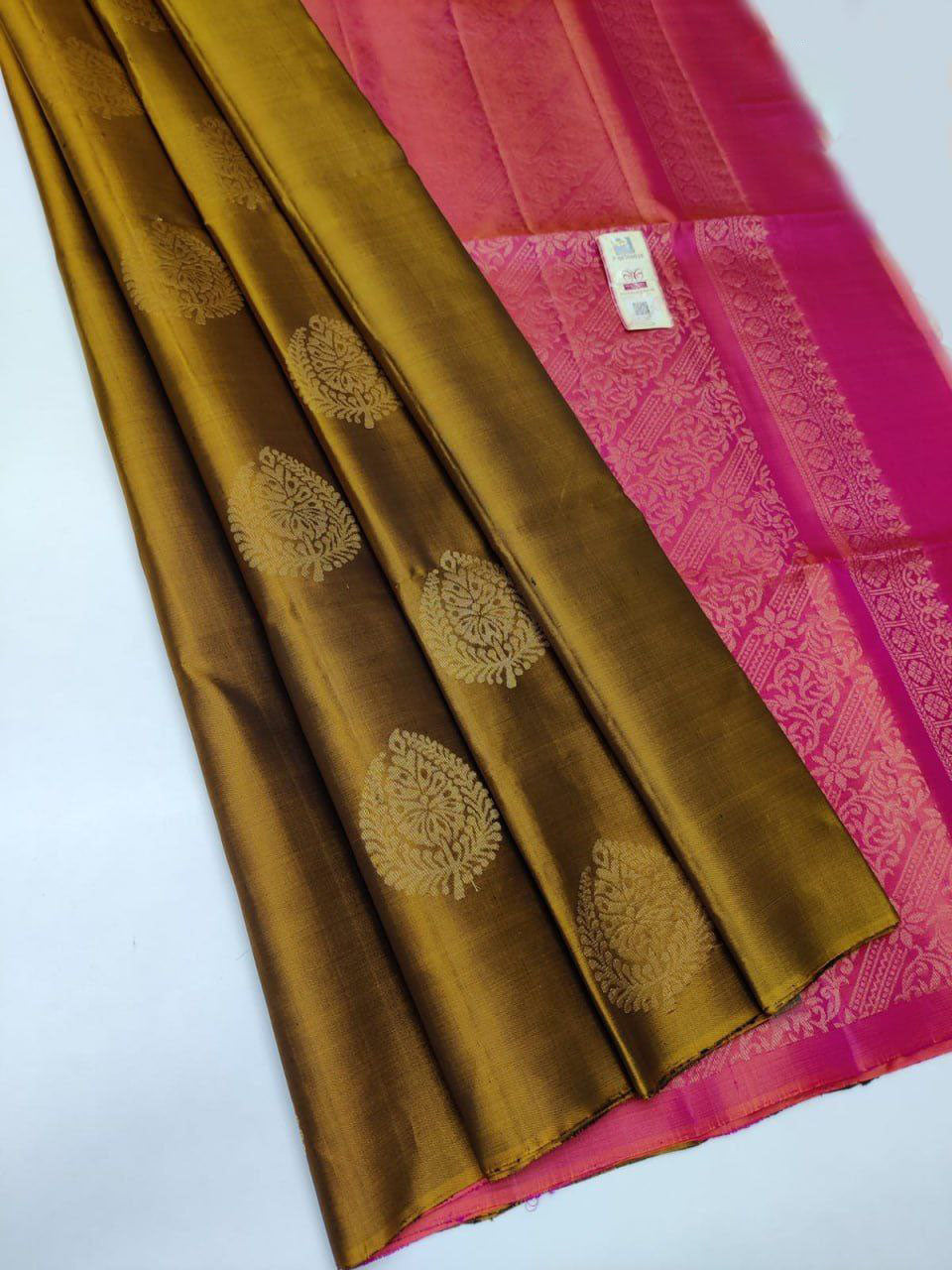 Opulent Mustard Kanchipuram Bridal Saree Traditional Jacquard Weaving With Blouse Piece