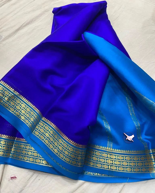 🥰 Exclusive  Zari Border Blue Mysore Silk Saree.🥰