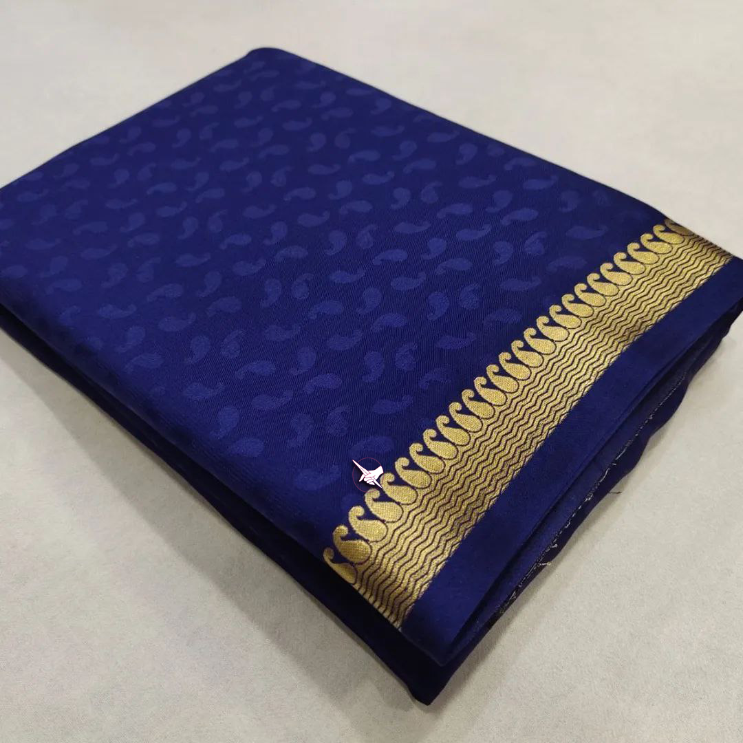 Fine Weave Mysore Silk Saree With Plain Silhouette