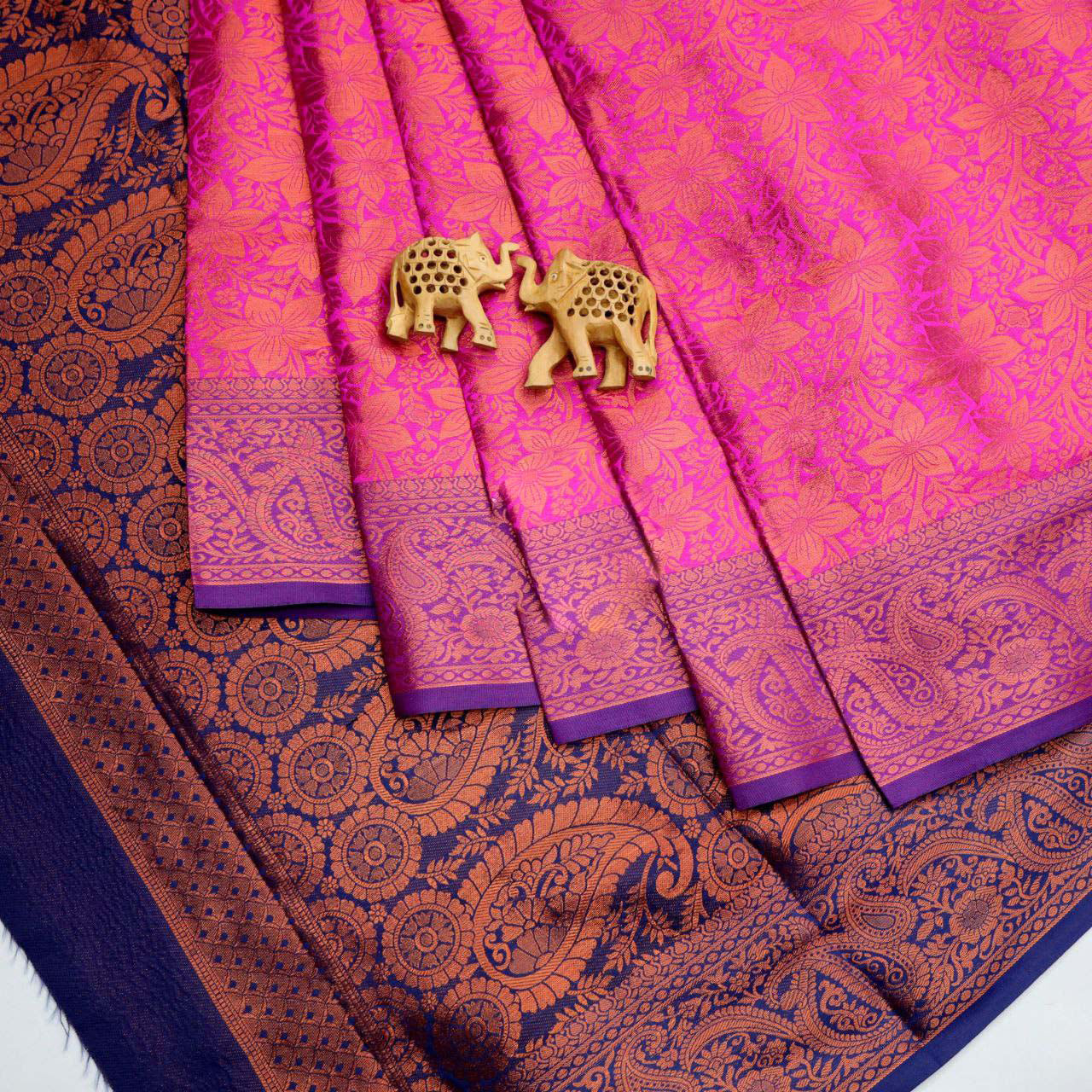 Premium Rani Festive Wear Korvai Weaving Silk Saree With Stylish Blouse