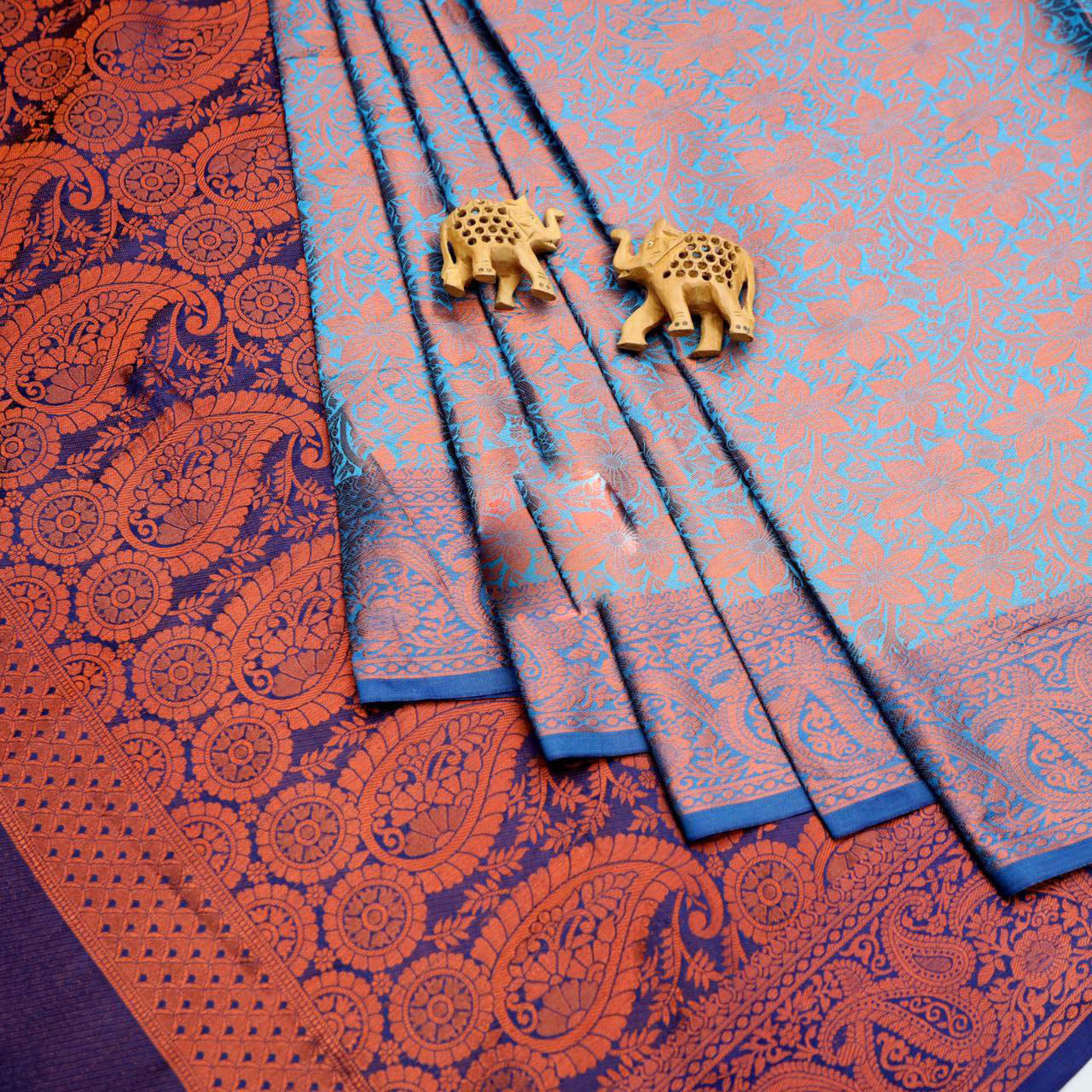 Exquisite Sky Blue Korvai Handloom Silk Saree For Wedding And Festive Wear