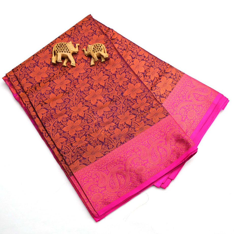 Purple Handloom Silk Fashionable Saree