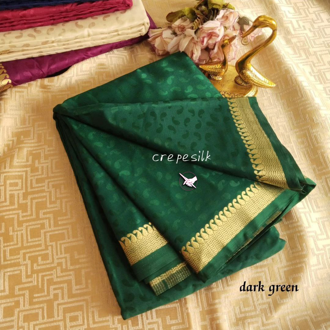 Pure Plain Silk Saree With Mysore Heritage Border