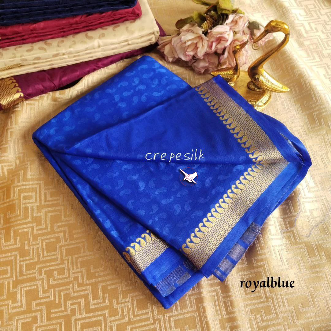 Luxe Plain Mysore Silk Saree With Ornate Woven Border