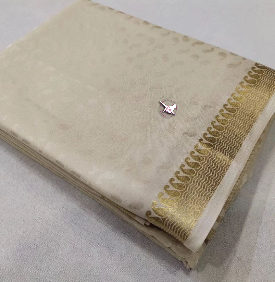 Elegant Pure Mysore Silk Saree With Woven Border