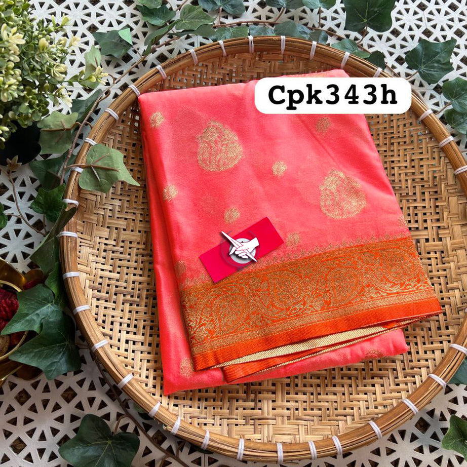 🧸ྀིMaheshwari Fancy Silk Sarees Copper Zari Brocade🧸ྀི