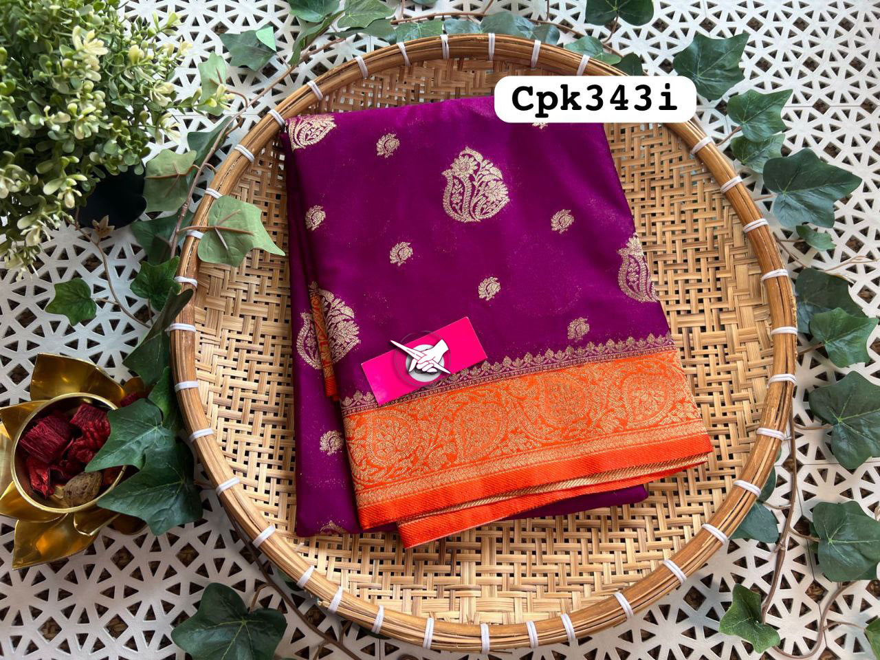 Charming Purple And Orange Maheshwari Silk Saree Elegant Weaving For Celebrations