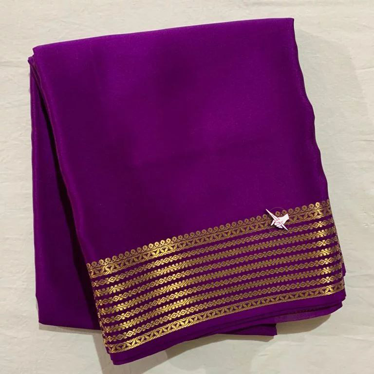 Designer Look Purple Mysore Soft Silk Saree With Stylish Border And Blouse