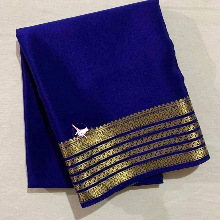 Eye Catching Blue Mysore Soft Silk Saree With Intricate Zari And Trendy Blouse