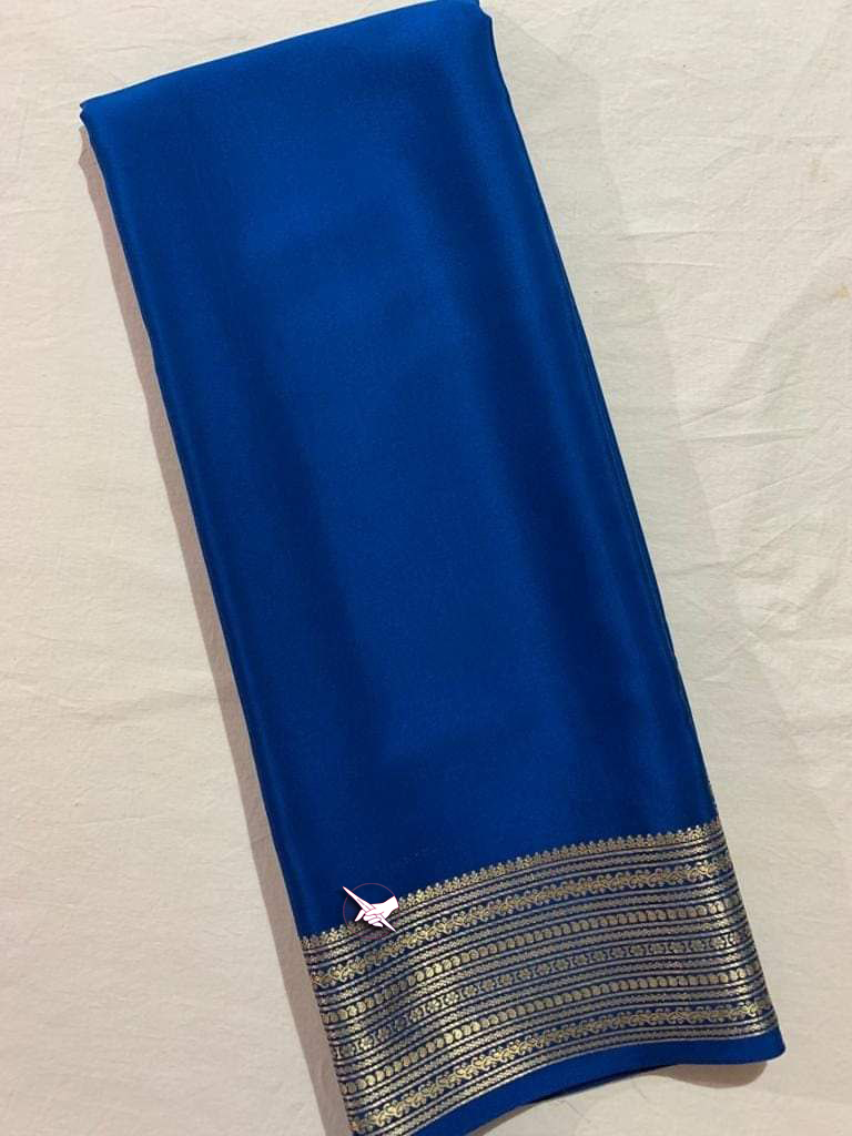 Elegant Royal Blue Mysore Soft Silk Saree With Fancy Zari And Trendy Blouse Material