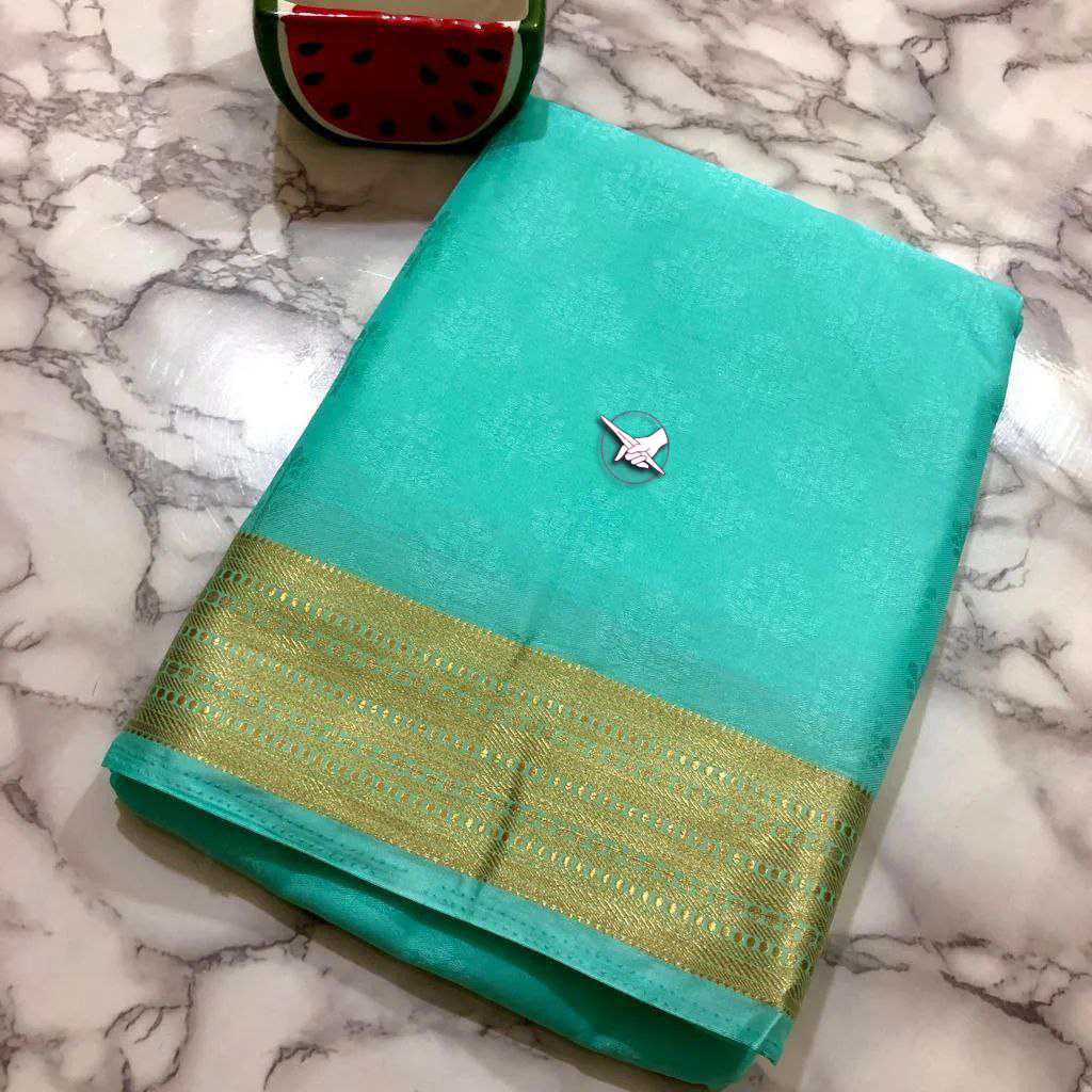 Puja Wear Mysore Silk Saree With Subtle Woven Border