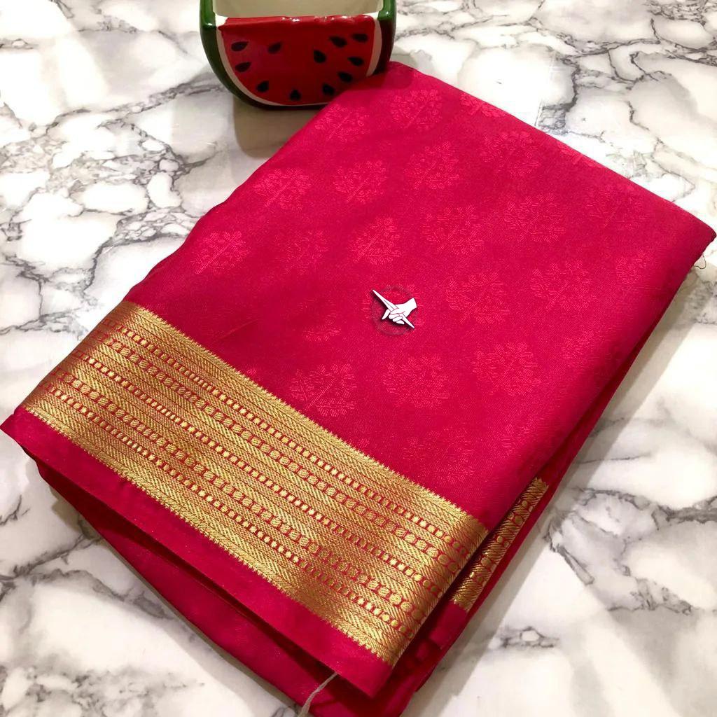 Mysore Silk Saree With Dual Tone Weaving Border