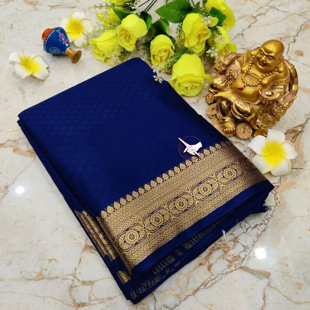Pure Indian Mysore Silk Saree With Minimalist Weave