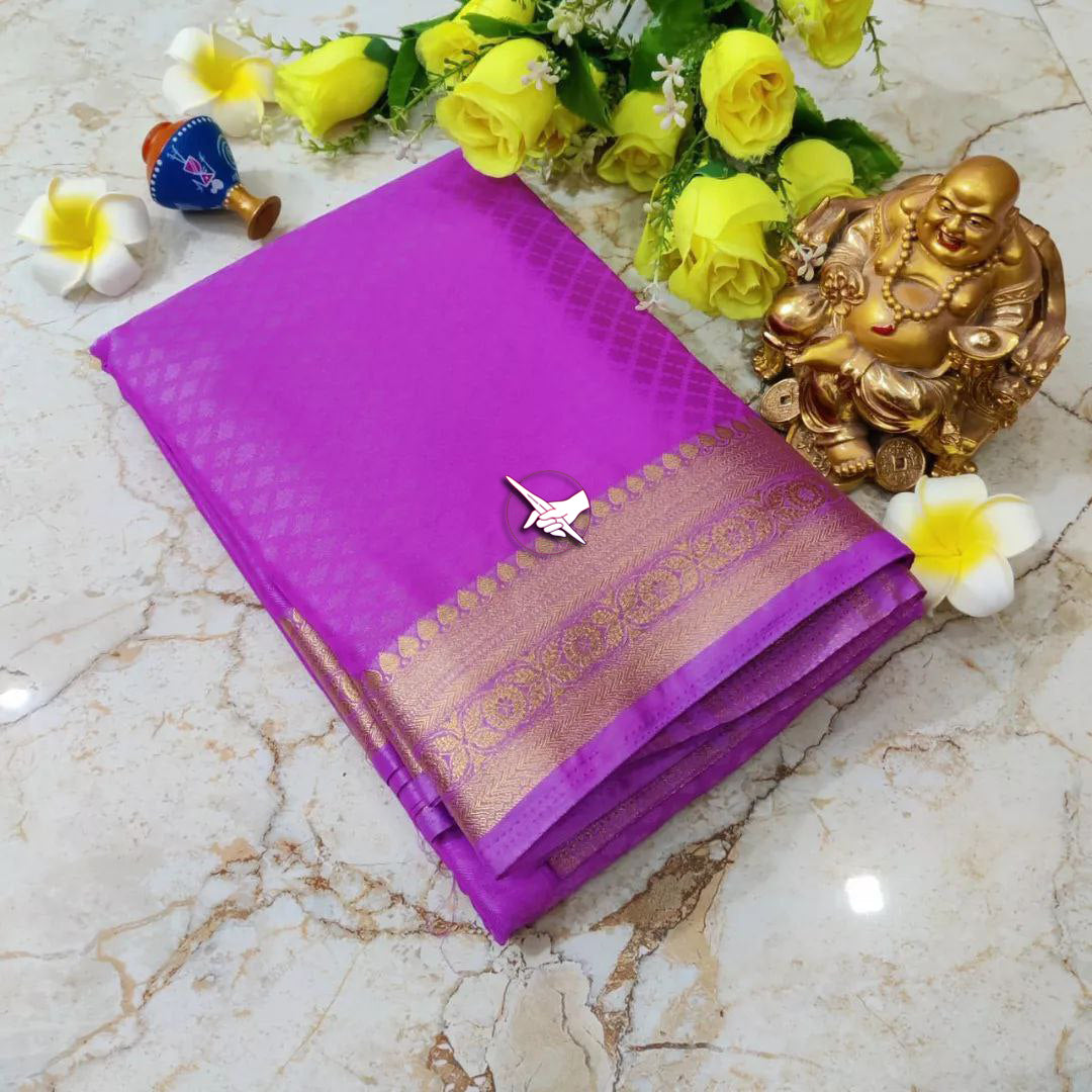 Graceful Light Purple Plain Soft Silk Saree With Fancy Blouse For Functions
