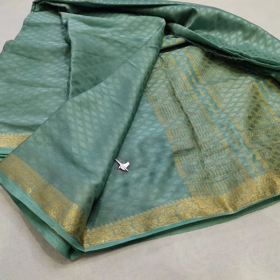 🥰 Exclusive  Zari Border Sky Blue Plain Mysore Silk Saree.🥰