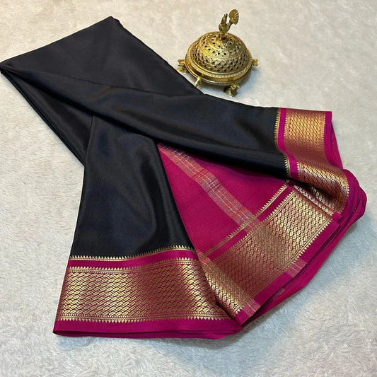 Beautiful Pure Mysore silk sarees having elegant contrast border 😍