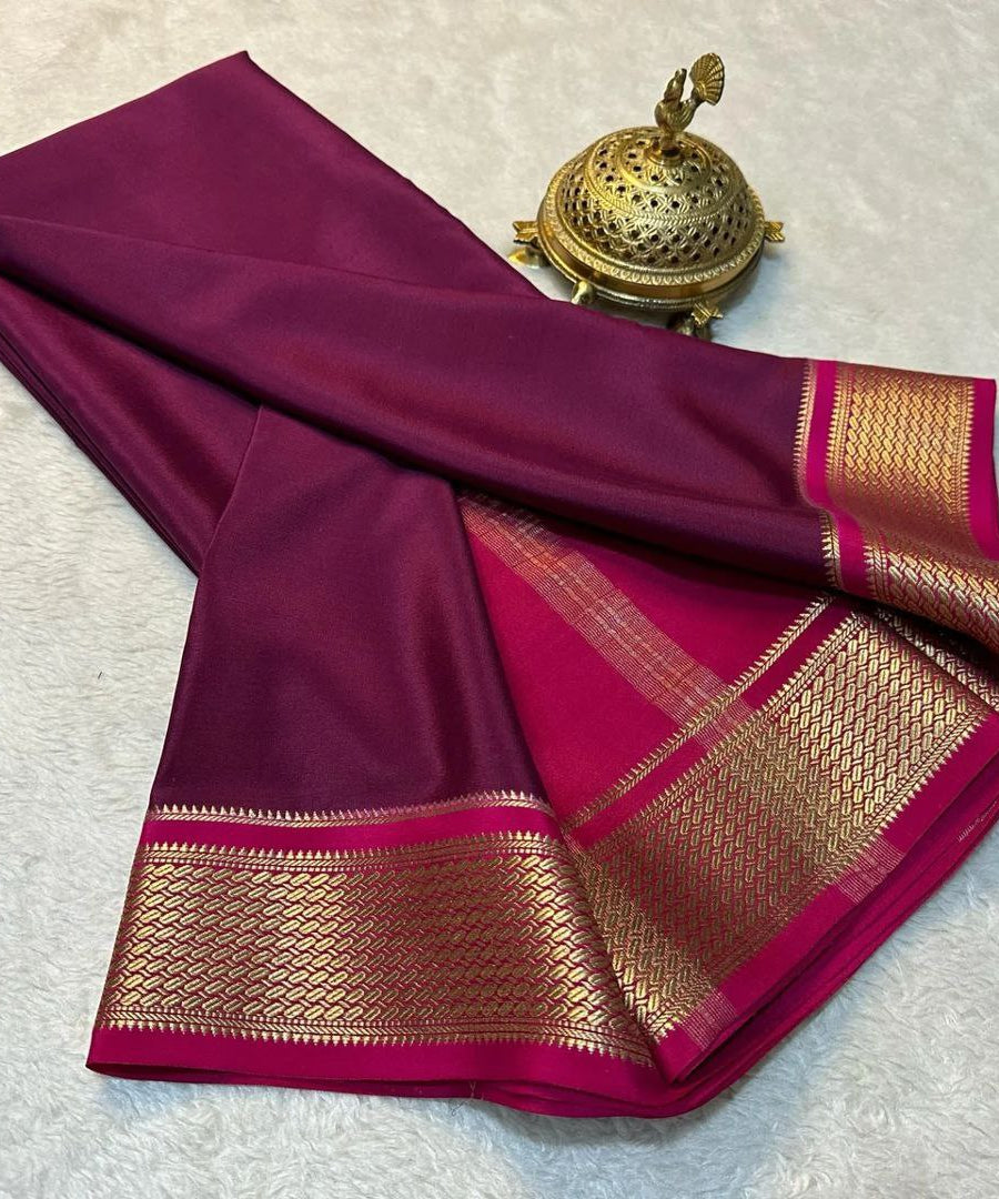 Beautiful Pure Mysore silk sarees having elegant contrast border