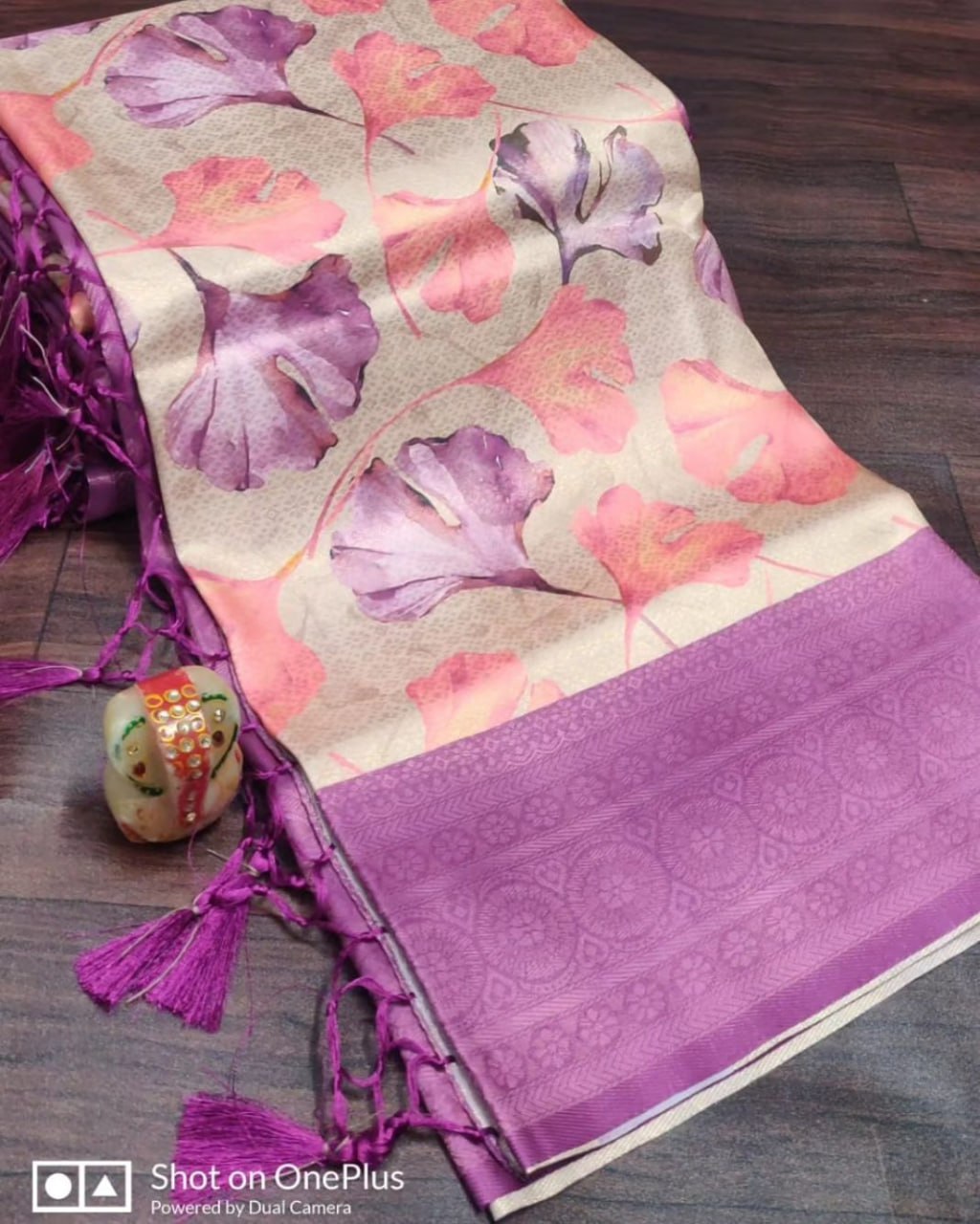 Traditional Indian Saree Pink Soft Silk With Digital Print Art