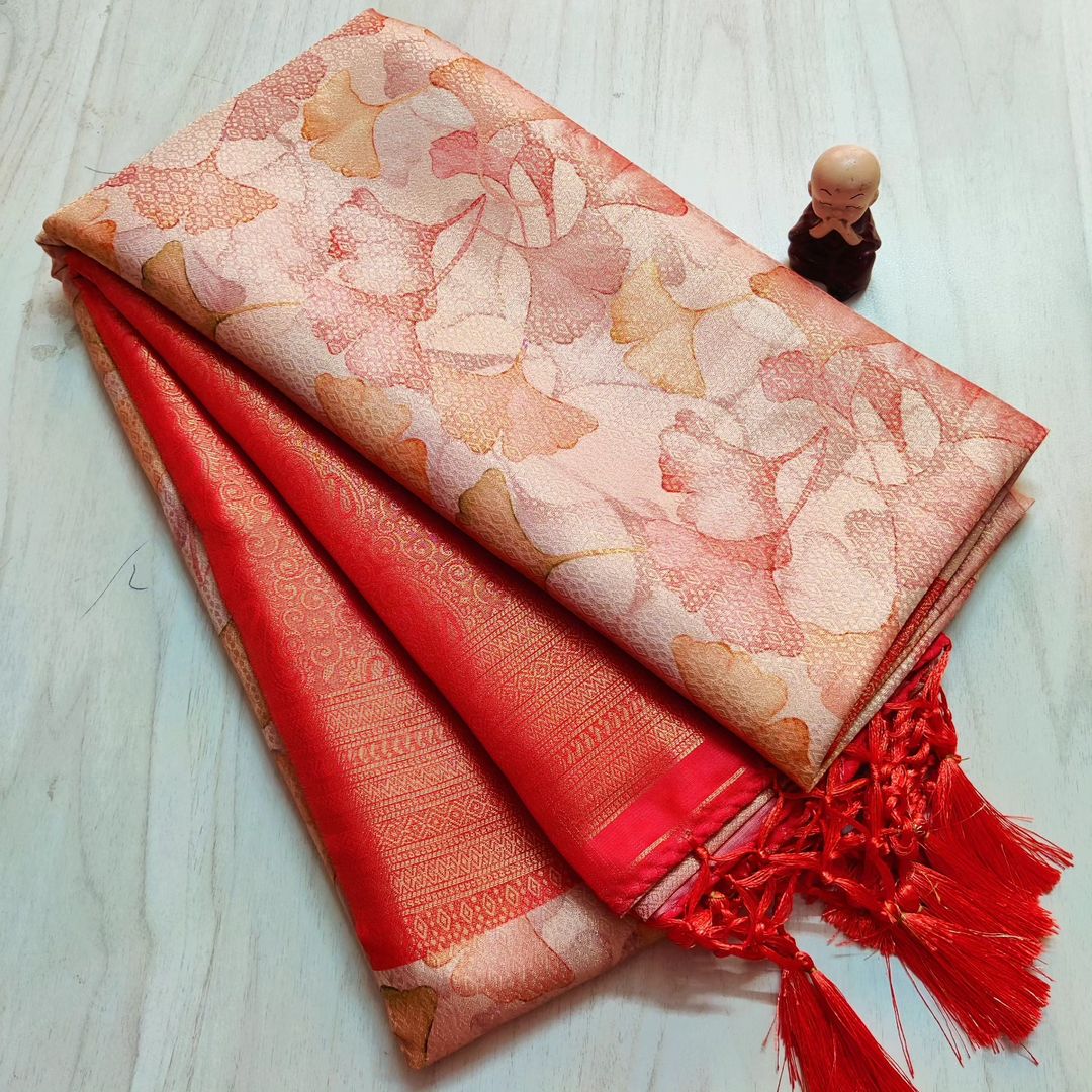 Soft Silk Saree In Pink Timeless Digital Printed Pattern