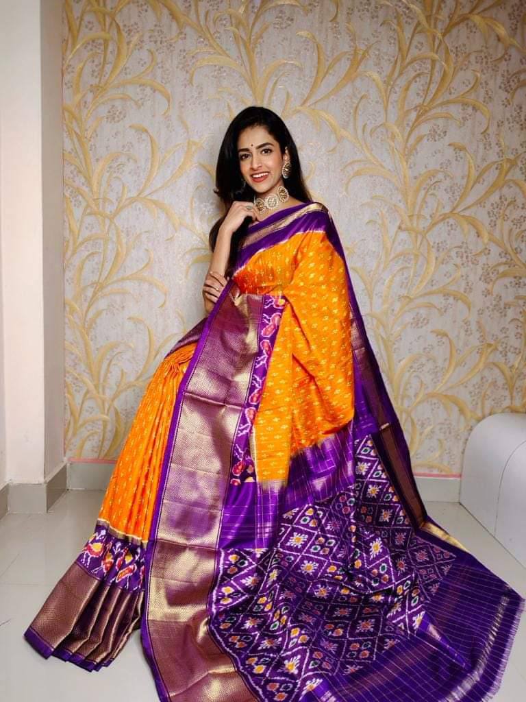 Soft Silk Saree With Ikkat Digital Weaving Design
