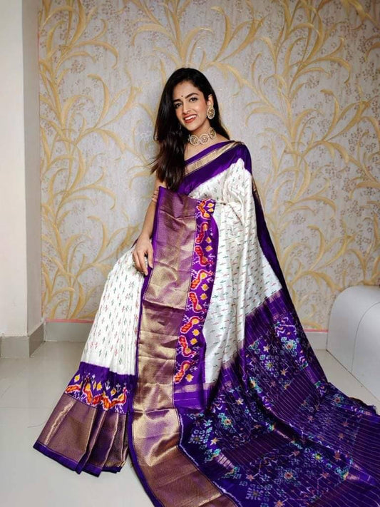 ikkat  Printed handloom Soft Silk Saree