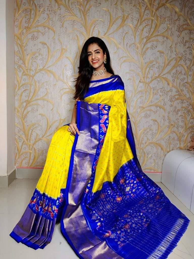 Elegant Digital Printed Ikkat Handloom Silk Saree