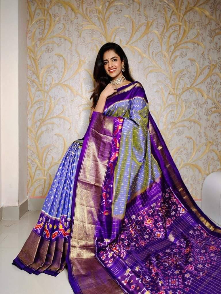 ikkat  Printed handloom Soft Silk Saree