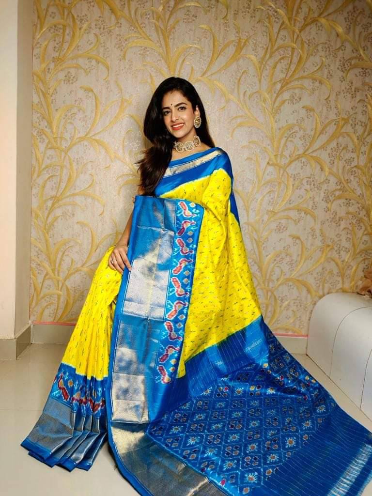 Luxury Handloom Ikkat Digital Print Silk Saree