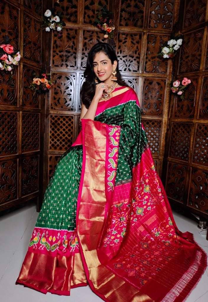 Soft Handloom Silk Saree With Ikkat Print