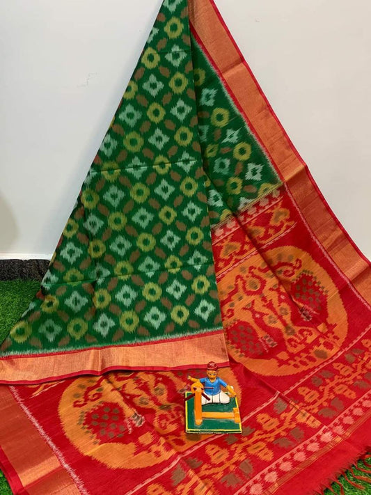 💕ikkat  Printed handloom Soft Silk Saree 💕