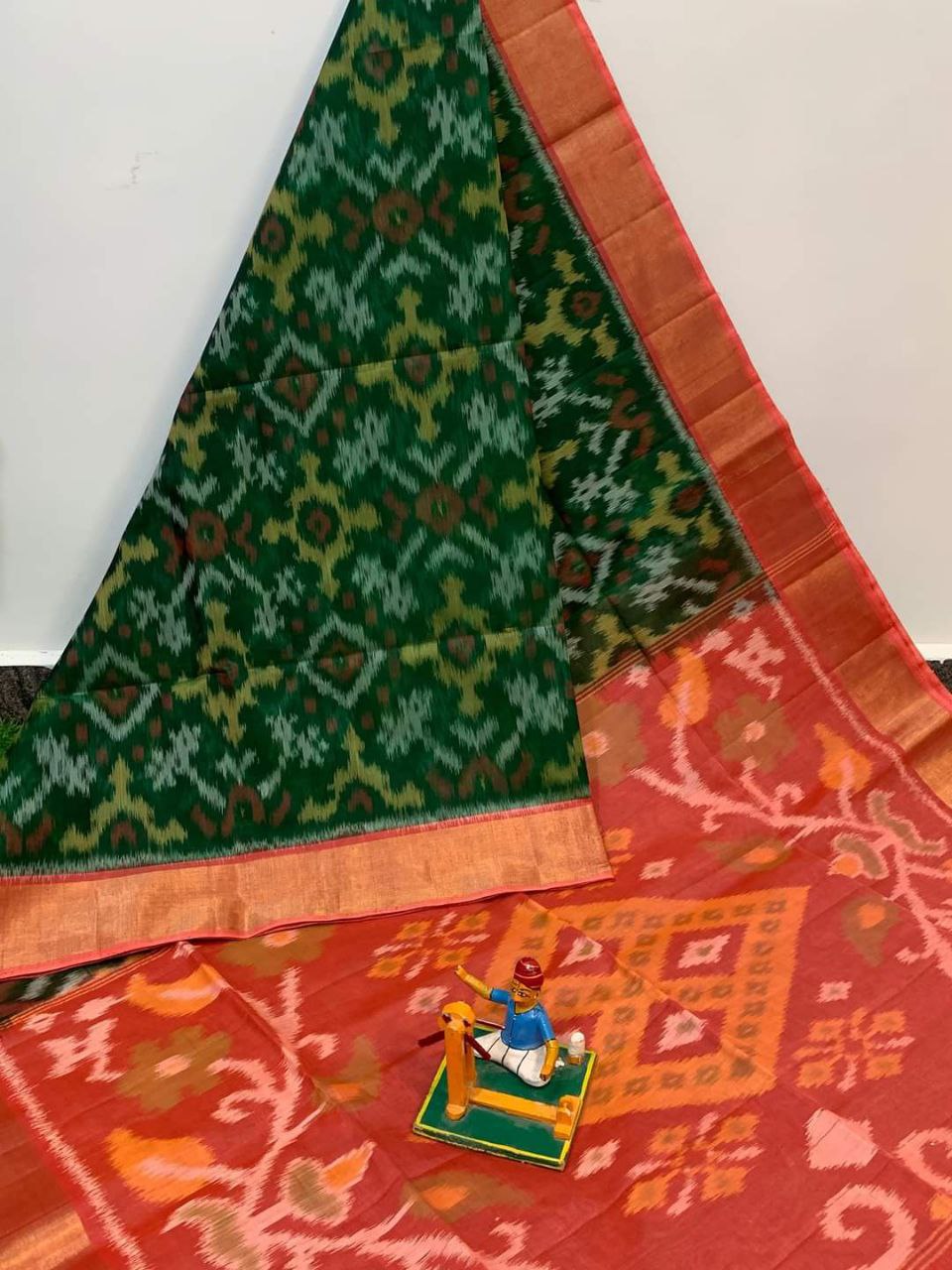 Pure Soft Silk Ikkat Saree With Modern Digital Printed Art