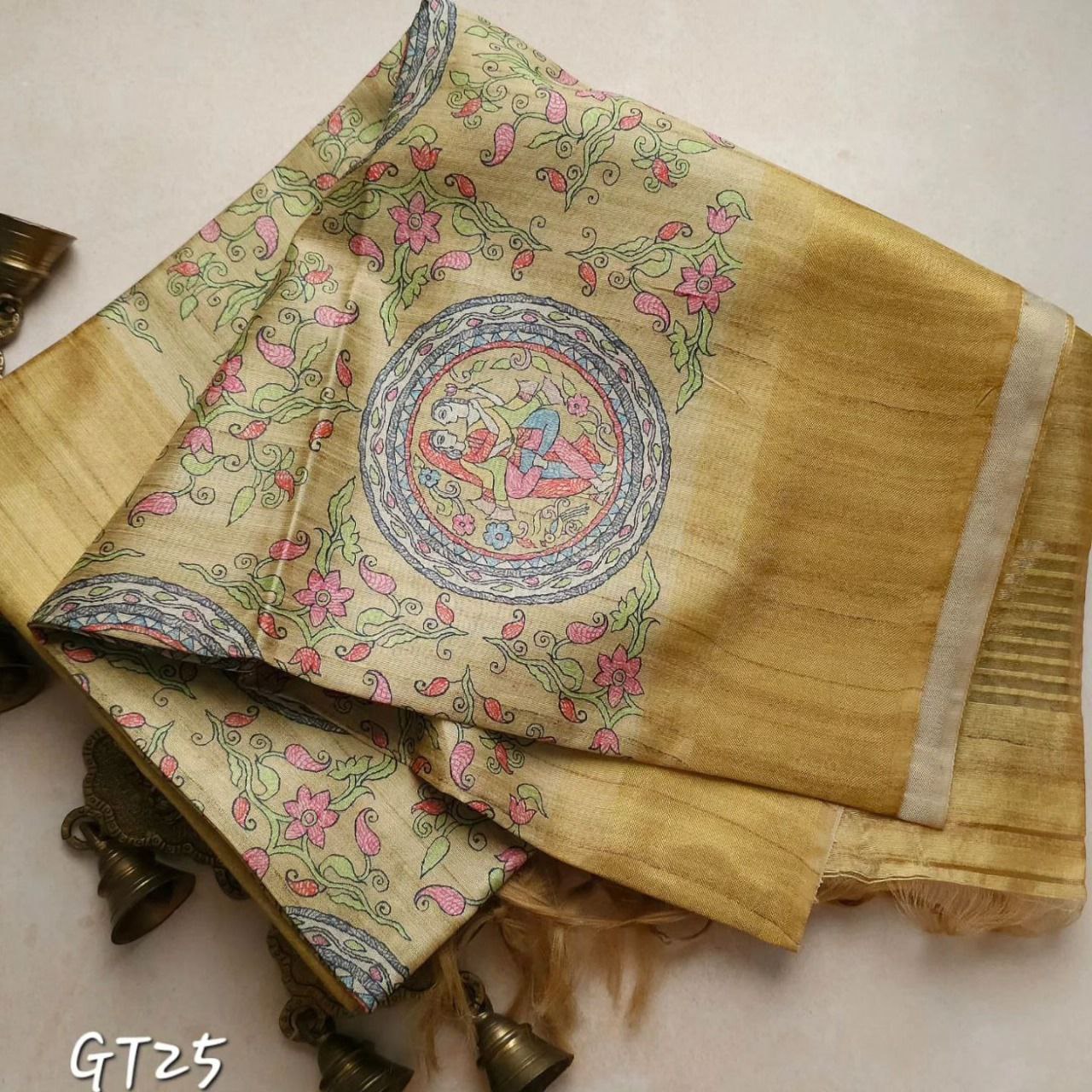 Vibrant Kalamkari Digital Print Fancy Saree In Pure Handloom Soft Silk