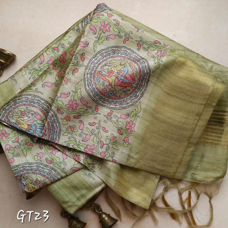Designer Handloom Soft Silk Saree With Bold Kalamkari Digital Prints