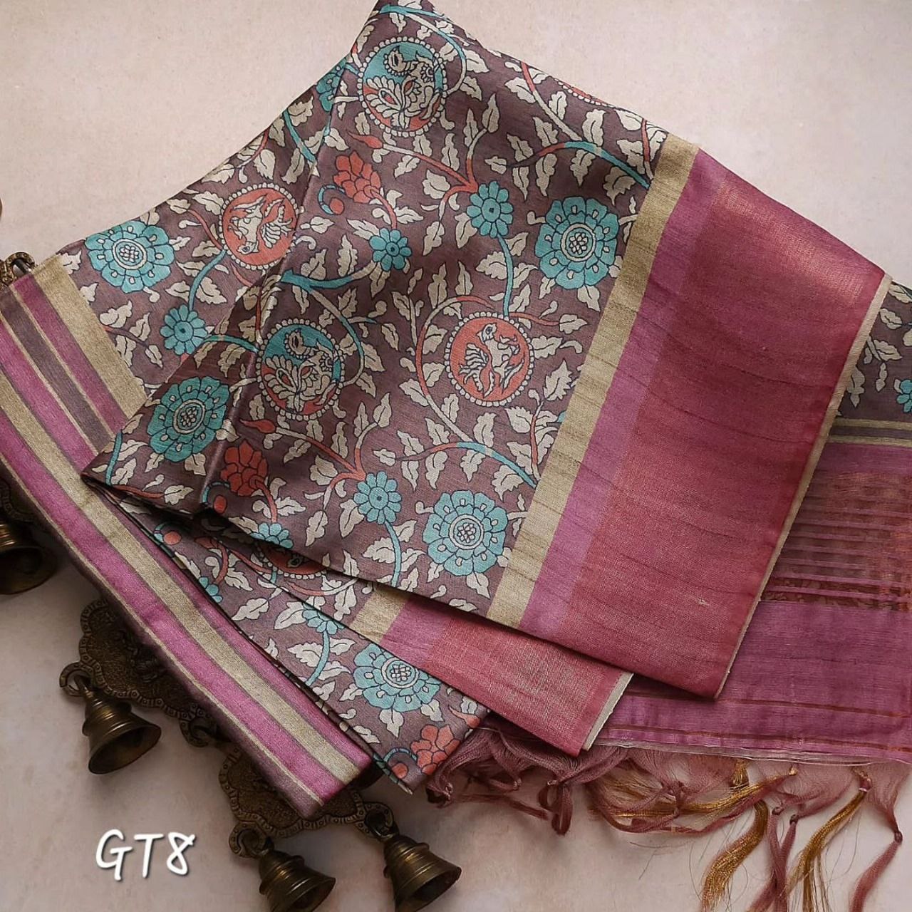 Kalamkari-Inspired Digital Printed Fancy Saree In Traditional Soft Silk