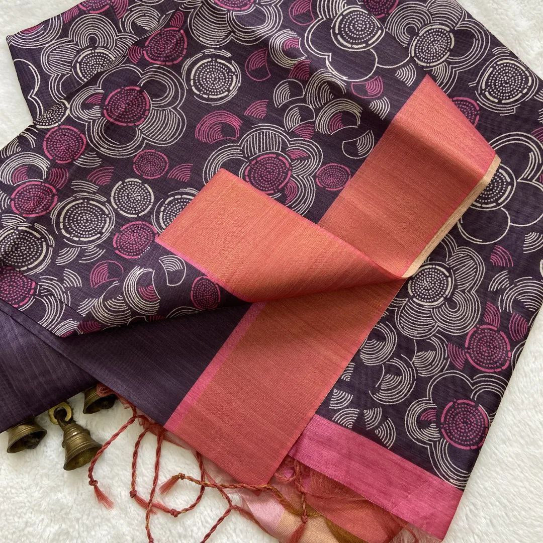 Assam Handloom-Inspired Pattu Soft Silk Saree With Minimal Digital Prints