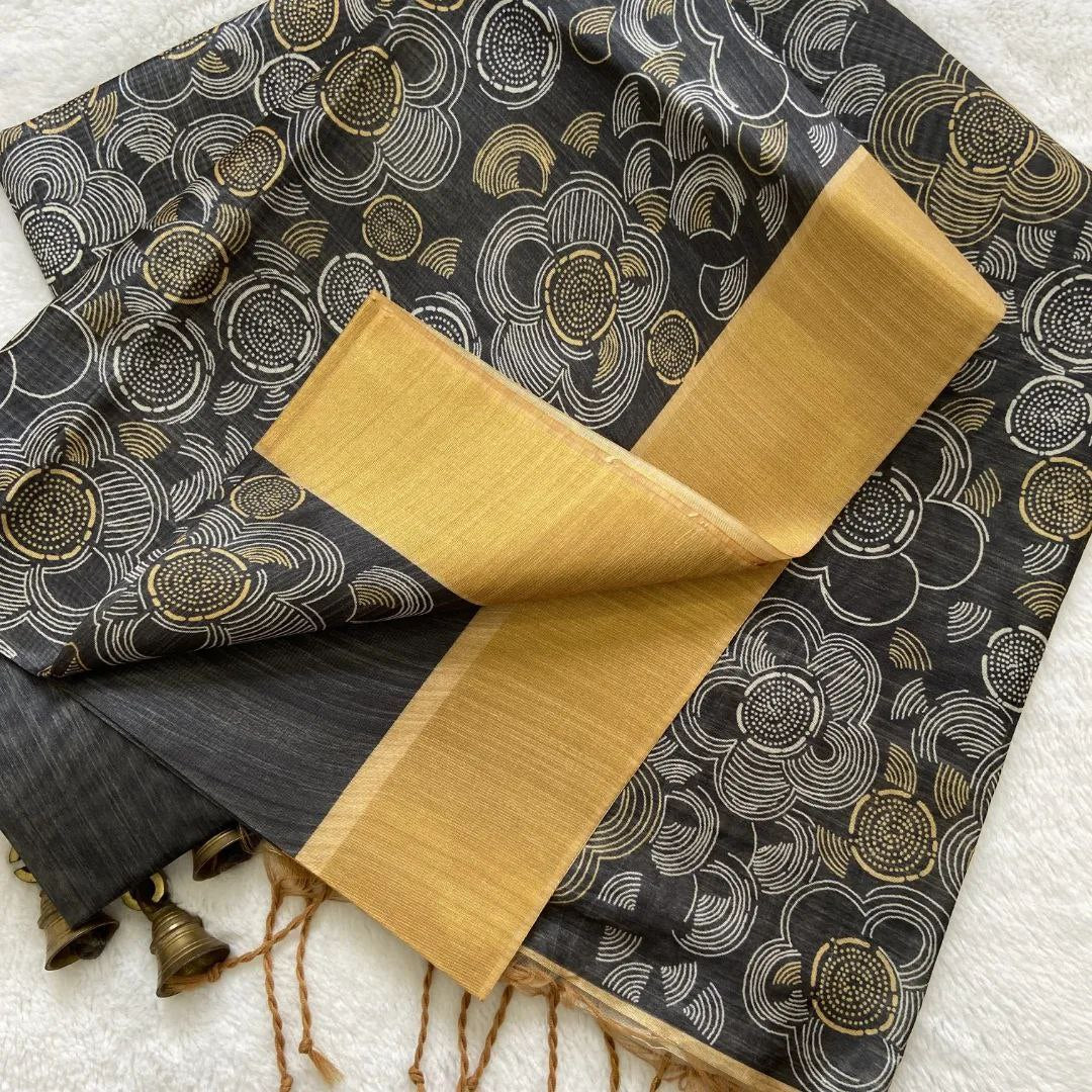 Traditional Assam Silk Saree With Subtle Digital Print In Soft Pattu Weave