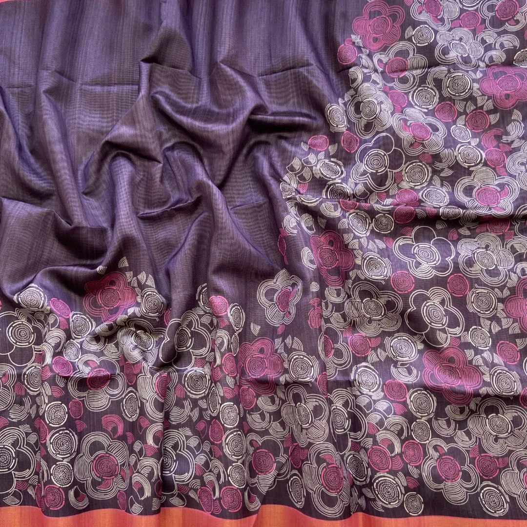 Assam Handloom-Inspired Pattu Soft Silk Saree With Minimal Digital Prints