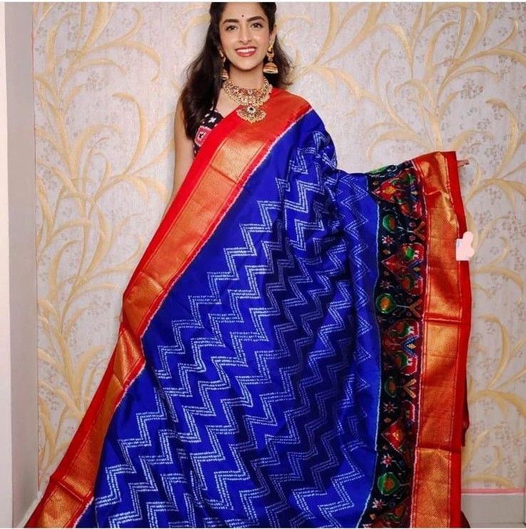 Soft Silk Ikkat Saree With Digital Print For Traditional Occasions