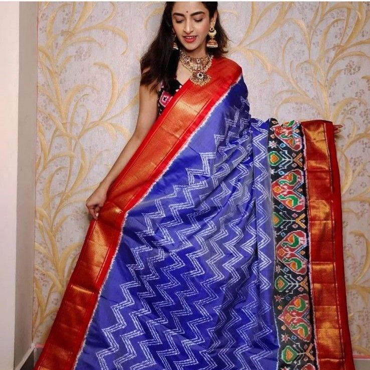 Ikkat Printed Handloom Soft Silk Saree 💕