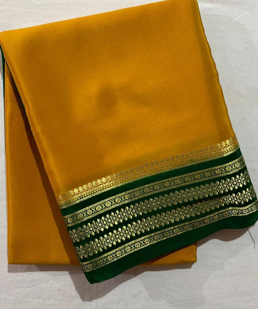 Beautiful Pure Mysore silk sarees having elegant contrast border