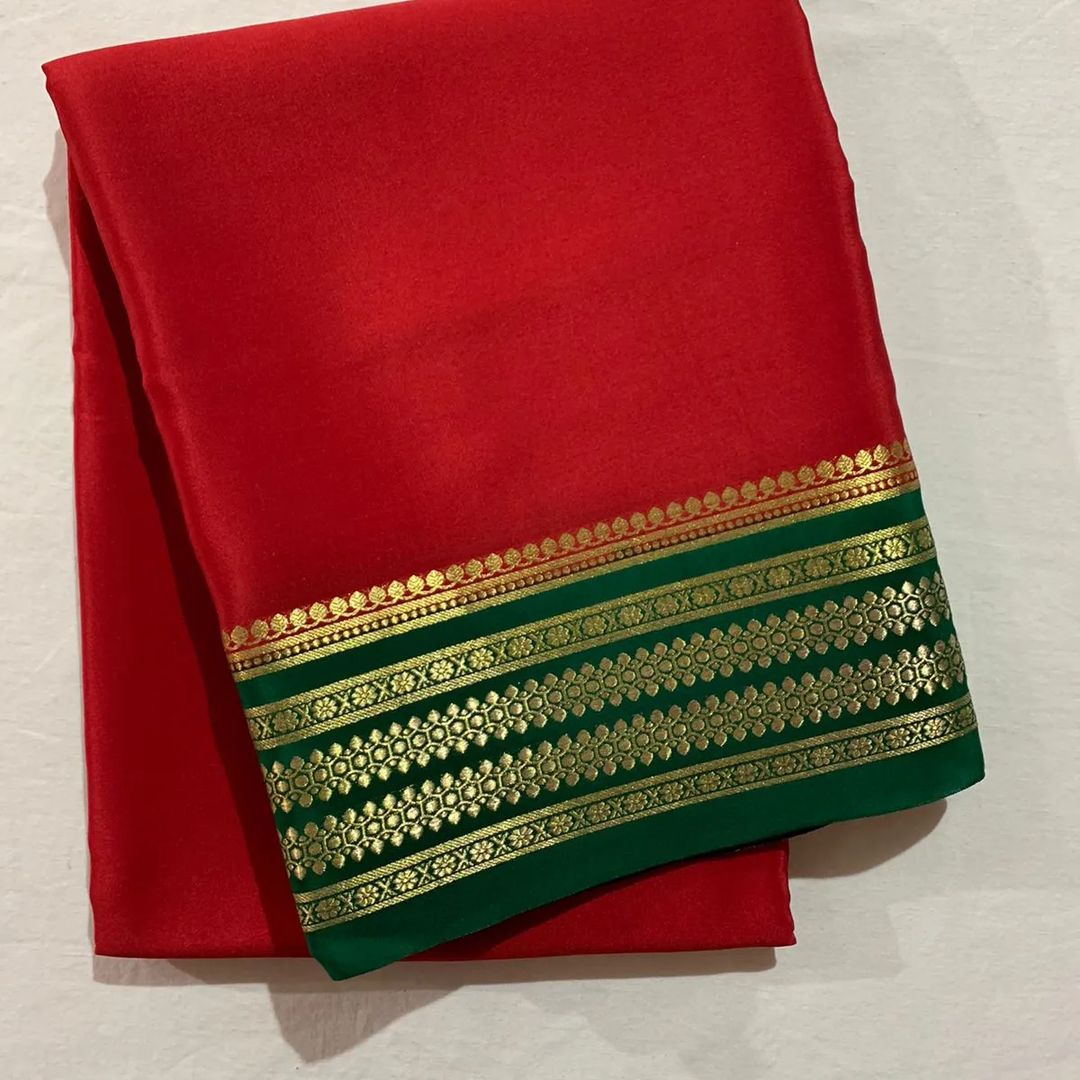 Lightweight Pure Mysore Silk Saree With Bold Contrast Border Look