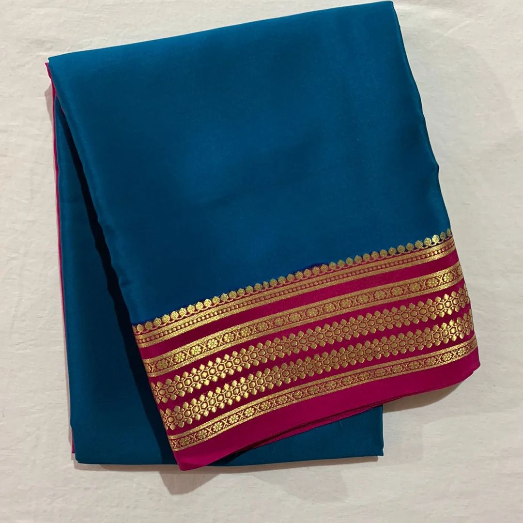Soft And Pure Mysore Silk Saree With Graceful Contrast Border